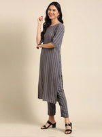 Women's Grey Solid Kurta Set-SKC-844-Grey