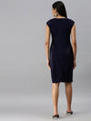 Women Navy Blue Solid A-Line Dress-AE-9883-Navyblue