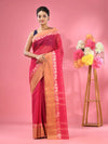 Hot Pink Pure Cotton Tant Saree With Woven Designs-MA51TT43480075