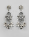 Silver-Plated Elephant Oxidized Contemporary Drop Earrings-VOJ356