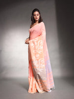 Peach Pure Cotton Soft Saree With Nakshi Designs-MA54CT041380003