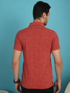 Venitian Men  Pique Matty Cotton Polo Neck Brick Colour All Over Printed T-Shirt