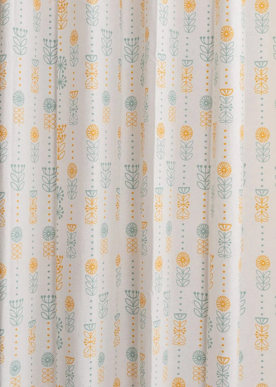 Wild Bouquet 100% cotton floral curtain for Living room & bed room - Room darkening - Yellow - Pack of 1-230422112