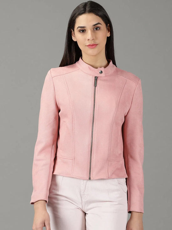 Women's Peach Solid Open Front Jacket-IM-067-Peach