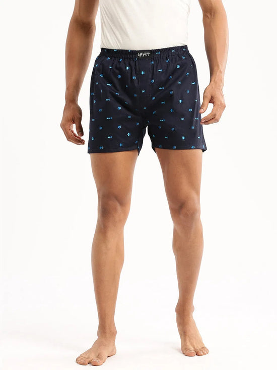 Men's Navy Blue Printed Boxer-AM-126-17-Navyblue