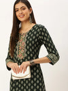 Women's Green Printed Straight Kurtas-AT-A421-K-Green