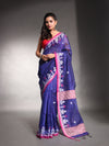 Navy Blue Cotton Silk Saree With Texture Border-MA54CTSL33610110