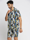 Men Multi Cuban Collar Printed Over Sized Co-ords Set-ABOMASUM-1812-Multi