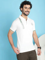 Venitian Men Double Mercerised Printed Polo Neck WHITE T-Shirt for Men