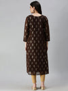 Women's Brown Printed Straight Kurta-GW396-Brown