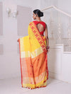 Yellow Bengali Style Cotton Soft Saree With Kashful Borders-MA62CT33550041