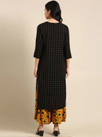 Women's Black Printed Kurta Set-GW-1619-Black