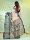 Beige Cotton Handwoven Saree With Zari Borders-MA66CT431820067