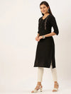 Women's Black Solid Straight Kurta-DF-1198-Black