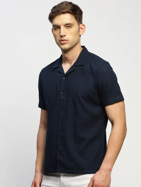 Men Navy Solid Shirt-AANYA-1684-Navyblue