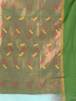 Mint Green Cotton Ikat Saree With Ganga Jamuna Border-MA66BCT431380078