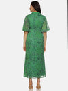 Floral Green Shirt Collared Maxi Dress-17347