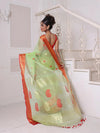 Light Green Muslin Saree With Zari Woven Nakshi Borders-MA62MS331980031