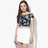 Turquoise Floral Print Bandage Bardot Crop Top