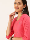 Women's Pink Solid Straight Kurta-SKC-3218-Pink