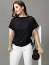 Women's Navy Blue Solid Boxy Top-AE-10494-Navyblue