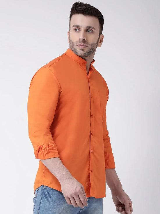 Hangup Men Slim Solid Shirts-BenOrangeShirt