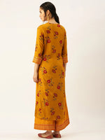 Women's Mustard Floral Kurta Set-GW-2399-Mustard