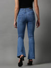 Women's Blue Solid Bootcut Denim Jeans-GZ-5273-2-Blue