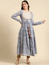 Women's Blue Printed Anarkali Kurta-GW-3188-Blue