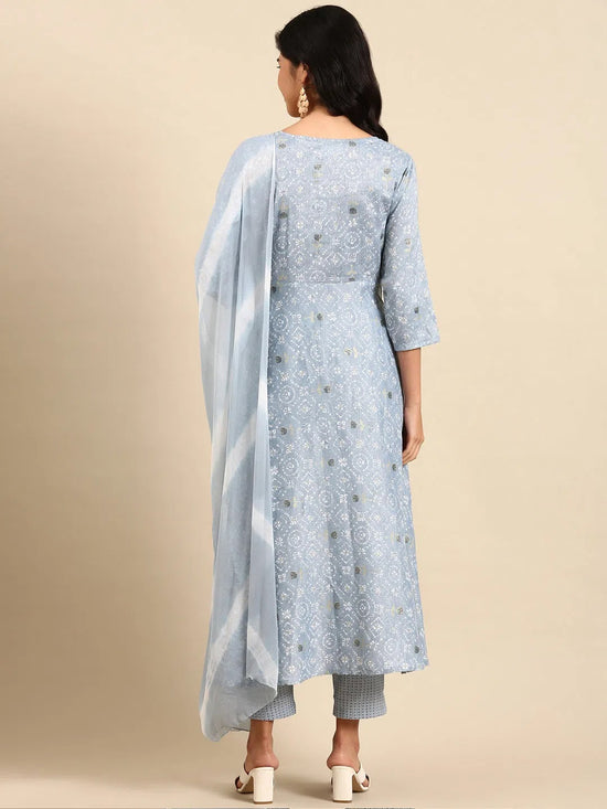 Women's Blue Printed Kurta Set-ON-596-Blue