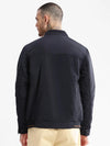 Men Mock Collar Navy Blue Solid Bomber Jacket-ZD-3406-Navyblue