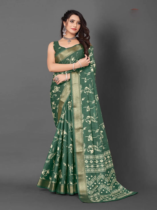 Saree Mall Women's Dola  Green Printed Designer Saree With Blouse Piece-UNVRSE05B