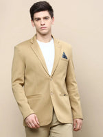 Men Khaki Solid Casual Blazers-AR-51-Khaki