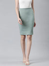 Women Sea Green Solid Pencil Skirt-AE-10610-Seagreen