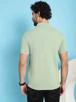 Venitian Men  Pique Matty Cotton Mint 2 Zipper Pocket Polo Neck T-Shirt