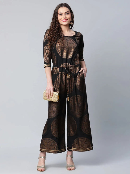 Women Paisley Standard Black Jumpsuits & Sets