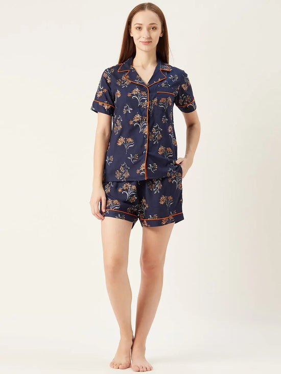 Shirt and Shorts Set in Navy color