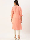 Women's Peach Solid Straight Kurta-DF-1196-Peach