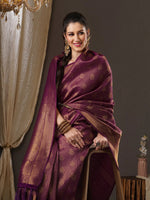 Saree Mall Women's Georgette Purple Woven Design Woven Saree With Blouse Piece-12ALEKHA1201