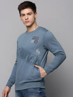 Men Blue Solid Sweatshirt-SCAW-37-Teal