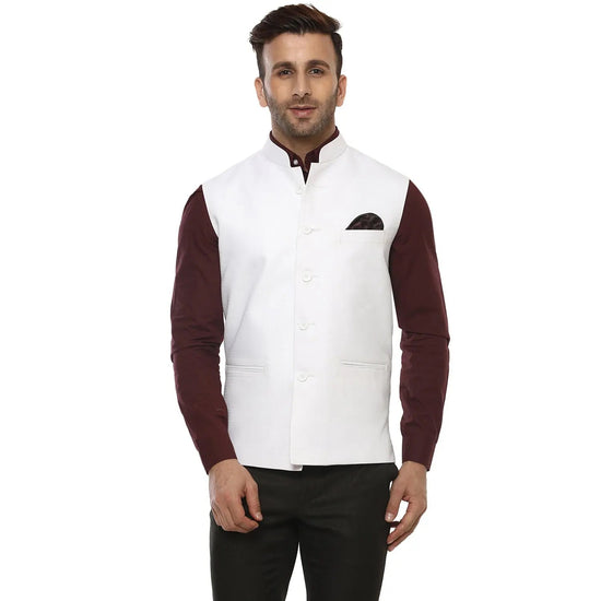 Hangup Men Standard Solid Men's Indian Wear-WhiteMagicNehru