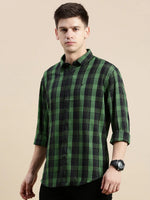 Men Black Checked Casual Shirt-GROVER-1116-Black