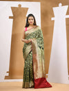 Dark Green Silk Banarasi Saree With Zari Woven Designs-MA53BSL441050007