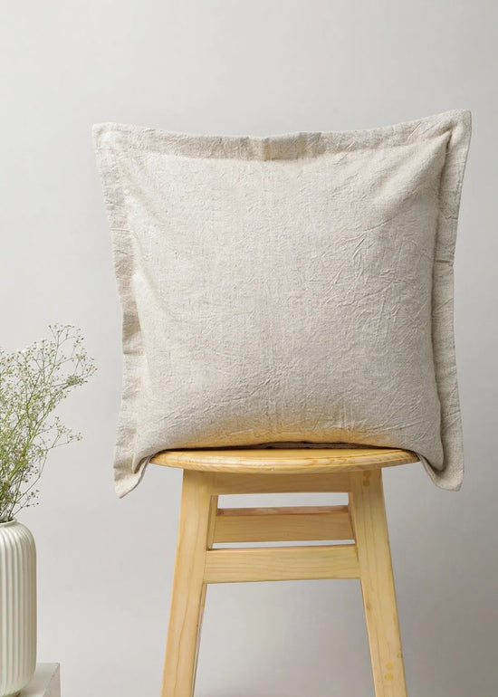 Solid Beige Linen plain cushion cover for sofa-230455090