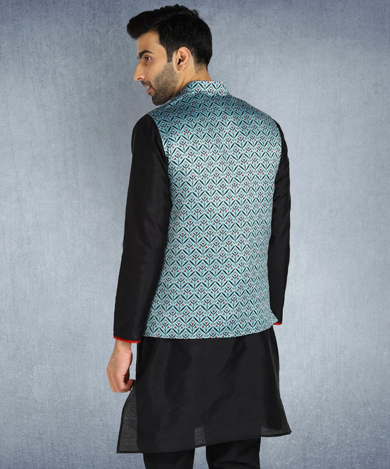 Hangup Men Standard Printed Men's Indian Wear-ST0311259_Blue_PrntNehru