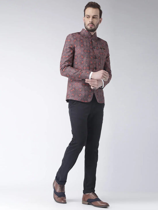 Hangup Men Standard Printed Men Formalwear-D335ButtonBlazer