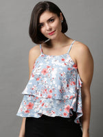 Women's Blue Printed Top-AE-10448-Blue