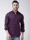 Hangup Men Slim Solid Shirts-CollarPurpleShirt