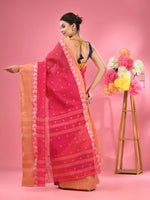 Hot Pink Pure Cotton Tant Saree With Woven Designs-MA51TT43480075