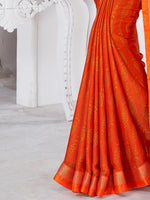 Saree Mall Women's Chiffon Orange Printed Designer Saree With Blouse Piece-SHMIKSA1003